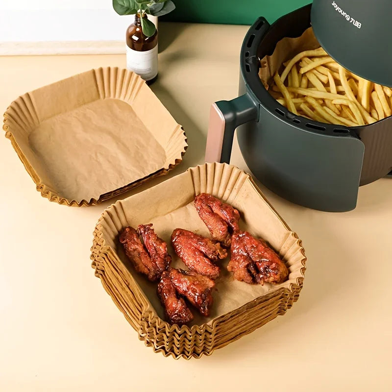 High Quality 50/100pcs Round/Square Silicone Oil Paper Mini Air Fryer Liner