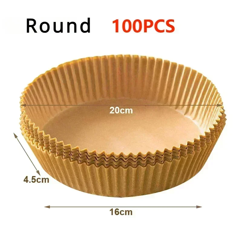 High Quality 50/100pcs Round/Square Silicone Oil Paper Mini Air Fryer Liner