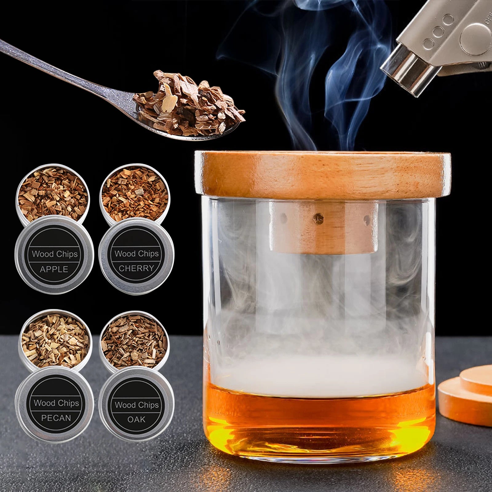 Whisky/Cocktail Smoker Kit with 4 Wood Chips