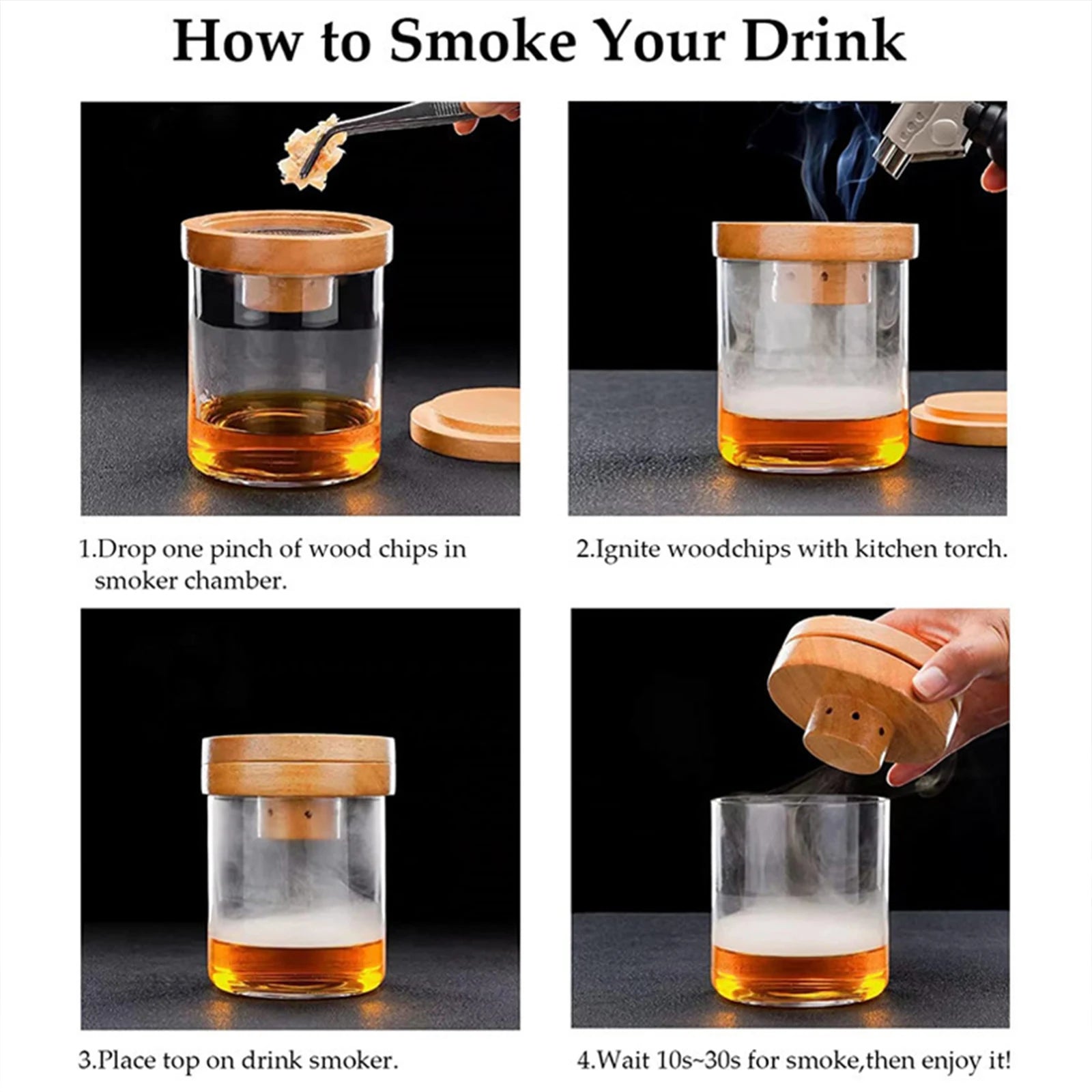 Whisky/Cocktail Smoker Kit with 4 Wood Chips