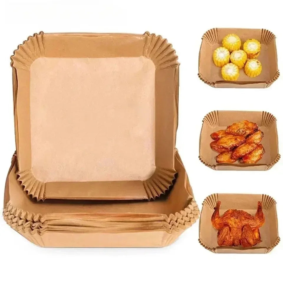 High Quality 50/100pcs Round/Square Silicone Oil Paper Mini Air Fryer Liner