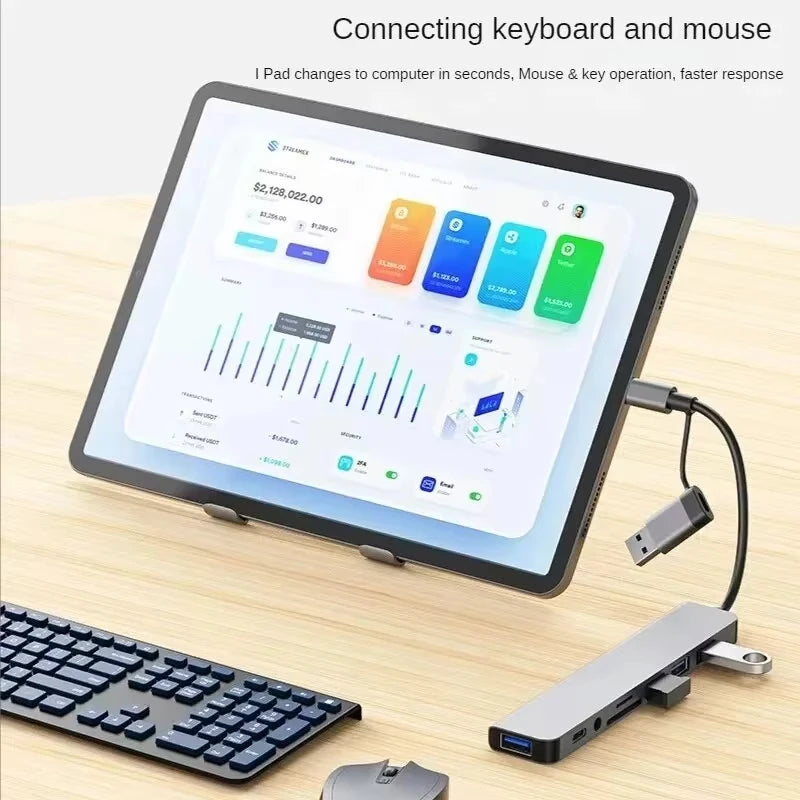 8 in 2 USB-C HUB USB Splitter USB Extender with 4 USB Port 1 USBC Port TF/SD Card Reader Audio Output Compatible with MacBook