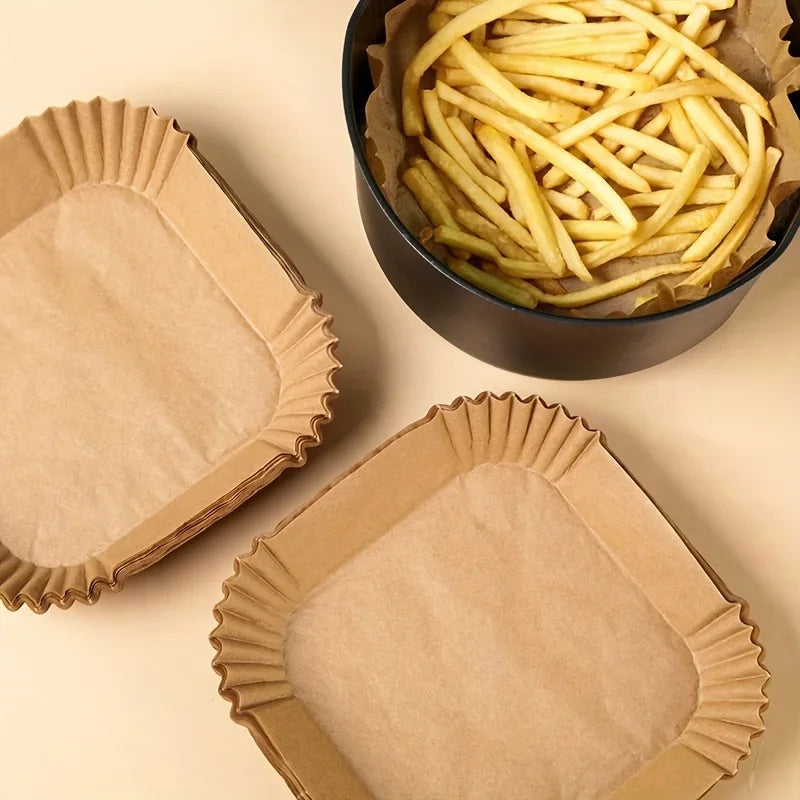High Quality 50/100pcs Round/Square Silicone Oil Paper Mini Air Fryer Liner
