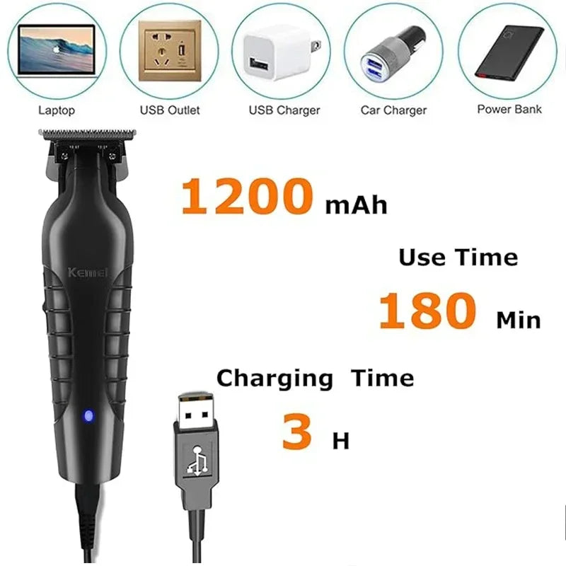 Kemei KM-2299 USB Fast Charging Clippers Barber Machine 1200MA Rechargeable Cordless Hair Trimmer Kemei Electric Hair Clipper