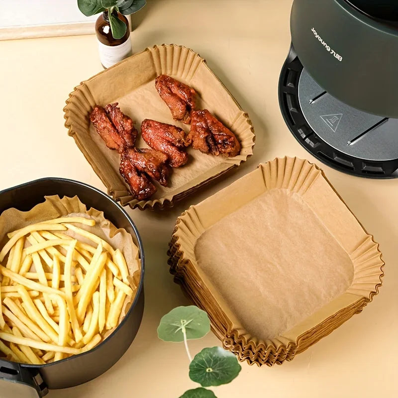 High Quality 50/100pcs Round/Square Silicone Oil Paper Mini Air Fryer Liner