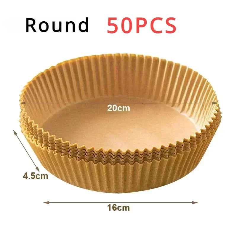 High Quality 50/100pcs Round/Square Silicone Oil Paper Mini Air Fryer Liner